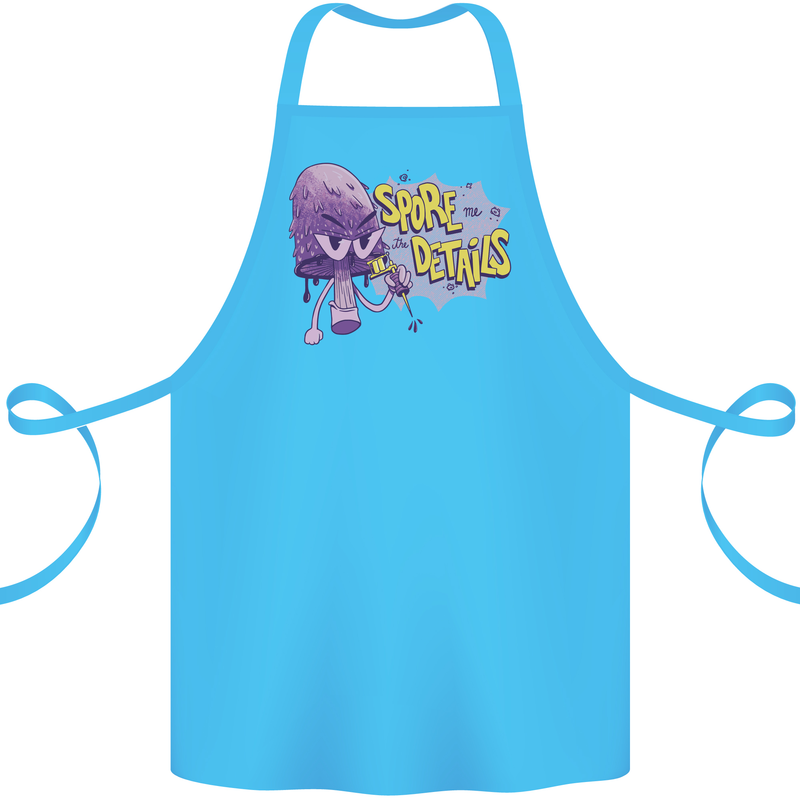 Spore Me the Details Funny Mushroom Cotton Apron 100% Organic Turquoise