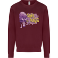 Spore Me the Details Funny Mushroom Kids Sweatshirt Jumper Maroon
