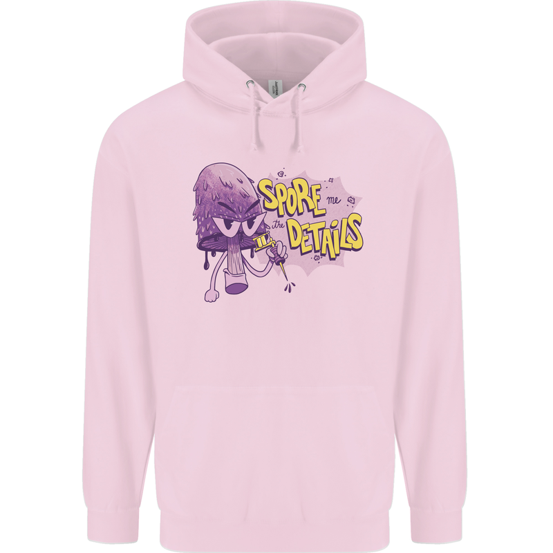 Spore Me the Details Funny Mushroom Mens 80% Cotton Hoodie Light Pink