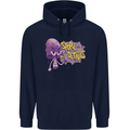 Spore Me the Details Funny Mushroom Mens 80% Cotton Hoodie Navy Blue
