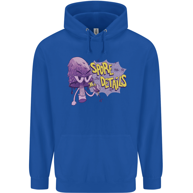 Spore Me the Details Funny Mushroom Mens 80% Cotton Hoodie Royal Blue