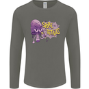 Spore Me the Details Funny Mushroom Mens Long Sleeve T-Shirt Charcoal