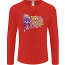 Spore Me the Details Funny Mushroom Mens Long Sleeve T-Shirt Red