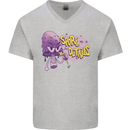 Spore Me the Details Funny Mushroom Mens V-Neck Cotton T-Shirt Sports Grey