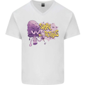 Spore Me the Details Funny Mushroom Mens V-Neck Cotton T-Shirt White