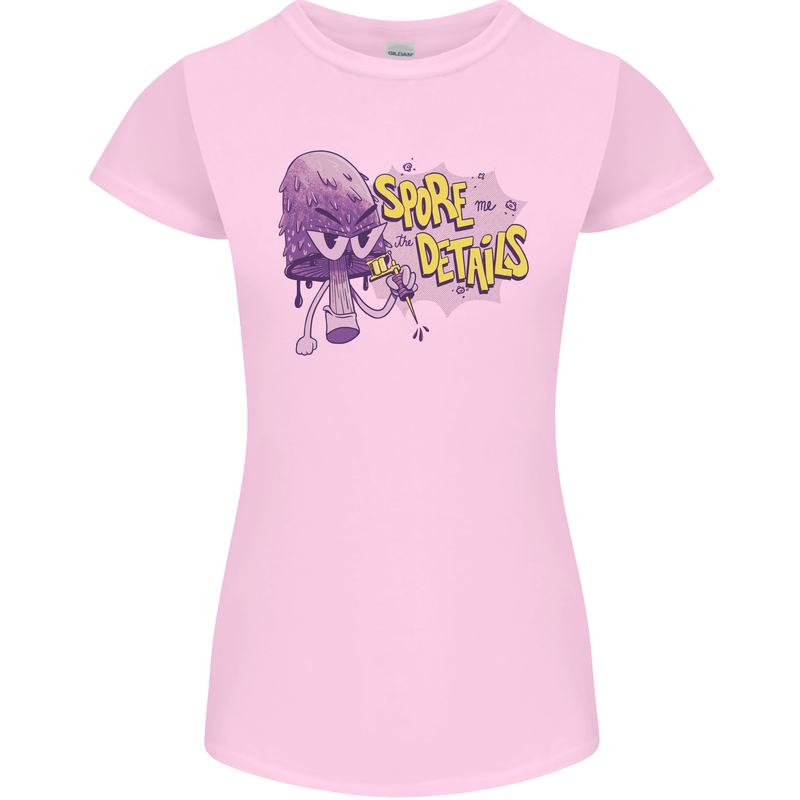 Spore Me the Details Funny Mushroom Womens Petite Cut T-Shirt Light Pink