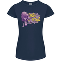 Spore Me the Details Funny Mushroom Womens Petite Cut T-Shirt Navy Blue
