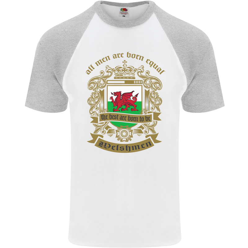 All Men Are Born Equal Welshmen Wales Welsh Mens S/S Baseball T-Shirt White/Sports Grey