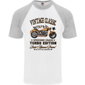 Vintage Classic Motorcycle Motorbike Biker Mens S/S Baseball T-Shirt White/Sports Grey