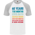 60th Birthday 60 Year Old Mens S/S Baseball T-Shirt White/Sports Grey