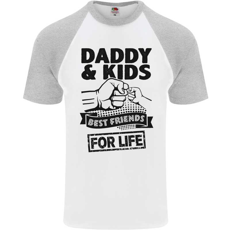 Daddy & Kids Best Friends Father's Day Mens S/S Baseball T-Shirt White/Sports Grey