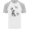 Banksy NHS Nurse Superhero Mens S/S Baseball T-Shirt White/Sports Grey