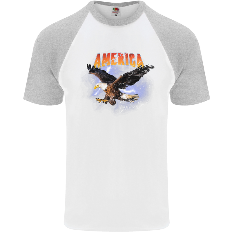 Eagle America Dreamer Soul Mens S/S Baseball T-Shirt White/Sports Grey