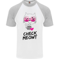 Check Meowt Mens S/S Baseball T-Shirt White/Sports Grey