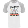 Weekend Forecast Cycling Cyclist Bicycle Mens S/S Baseball T-Shirt White/Sports Grey