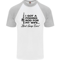 Fishing Rod for My Wife Fisherman Funny Mens S/S Baseball T-Shirt White/Sports Grey