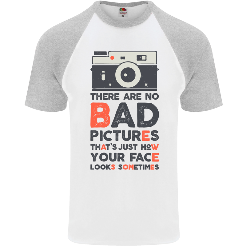 Photography Your Face Funny Photographer Mens S/S Baseball T-Shirt White/Sports Grey