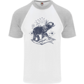 Sacral Style Elephant Meditation Tattoo Art Mens S/S Baseball T-Shirt White/Sports Grey
