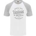 Vintage Year 50th Birthday 1973 Mens S/S Baseball T-Shirt White/Sports Grey