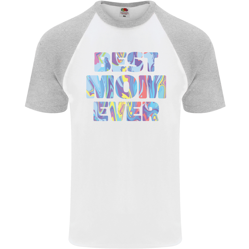 Best Mom Ever Tie Died Effect Mother's Day Mens S/S Baseball T-Shirt White/Sports Grey