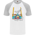 Camera With a Bird Photographer Photography Mens S/S Baseball T-Shirt White/Sports Grey