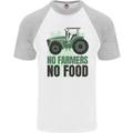 Tractor No Farmers No Food Farming Mens S/S Baseball T-Shirt White/Sports Grey