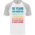 50th Birthday 50 Year Old Mens S/S Baseball T-Shirt White/Sports Grey