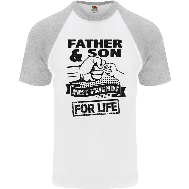 Father & Son Best Friends for Life Mens S/S Baseball T-Shirt White/Sports Grey
