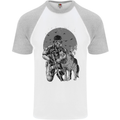 Gas Mask & Dog Apocalypse Armed Militia Mens S/S Baseball T-Shirt White/Sports Grey