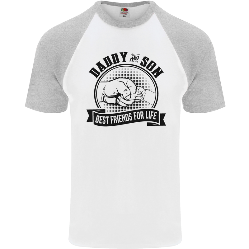 Daddy & Son Best FriendsFather's Day Mens S/S Baseball T-Shirt White/Sports Grey