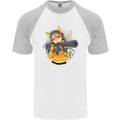 Anime Gun Girl Mens S/S Baseball T-Shirt White/Sports Grey