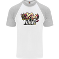 Banksy Style Fake Chinese Dragon Mens S/S Baseball T-Shirt White/Sports Grey