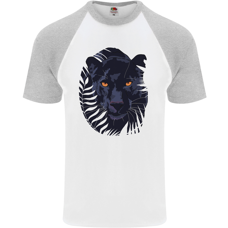 A Black Panther Mens S/S Baseball T-Shirt White/Sports Grey