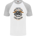 Biker Custom Cafe Racer Motorbike Mens S/S Baseball T-Shirt White/Sports Grey