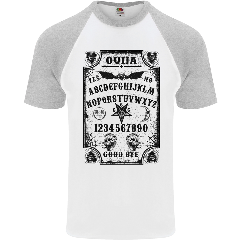 Ouija Board Voodoo Demons Spirits Halloween Mens S/S Baseball T-Shirt White/Sports Grey