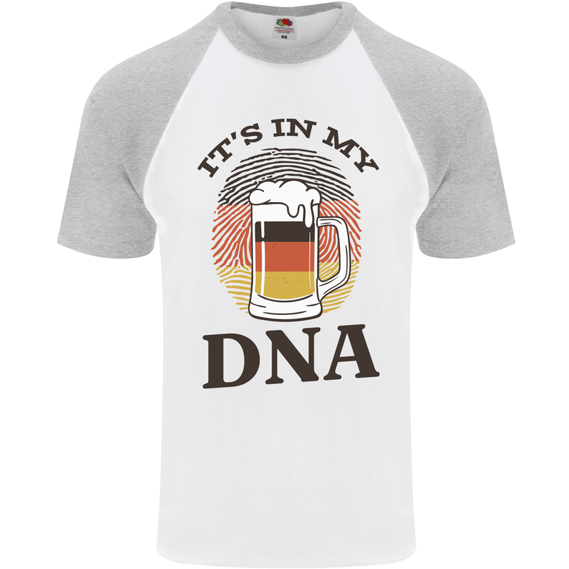 German Beer It's in My DNA Funny Germany Mens S/S Baseball T-Shirt White/Sports Grey
