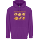 Spread Your Wings & Fry Funny Chicken BBQ Childrens Kids Hoodie Purple