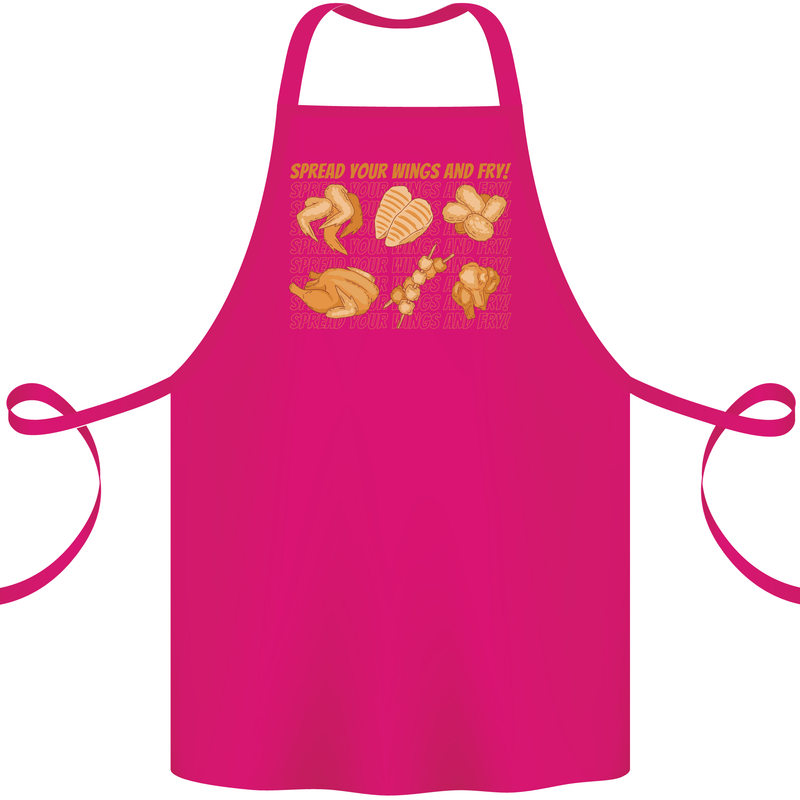 Spread Your Wings & Fry Funny Chicken BBQ Cotton Apron 100% Organic Pink