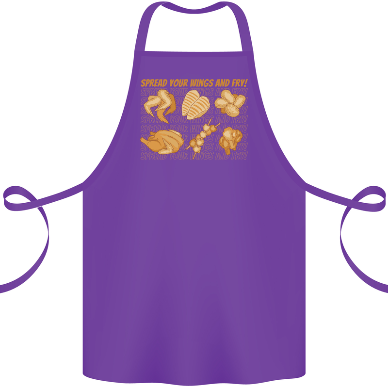 Spread Your Wings & Fry Funny Chicken BBQ Cotton Apron 100% Organic Purple