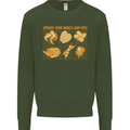 Spread Your Wings & Fry Funny Chicken BBQ Kids Sweatshirt Jumper Forest Green