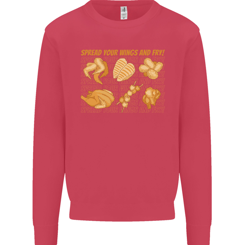 Spread Your Wings & Fry Funny Chicken BBQ Kids Sweatshirt Jumper Heliconia