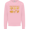 Spread Your Wings & Fry Funny Chicken BBQ Kids Sweatshirt Jumper Light Pink