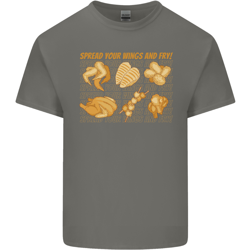 Spread Your Wings & Fry Funny Chicken BBQ Kids T-Shirt Childrens Charcoal