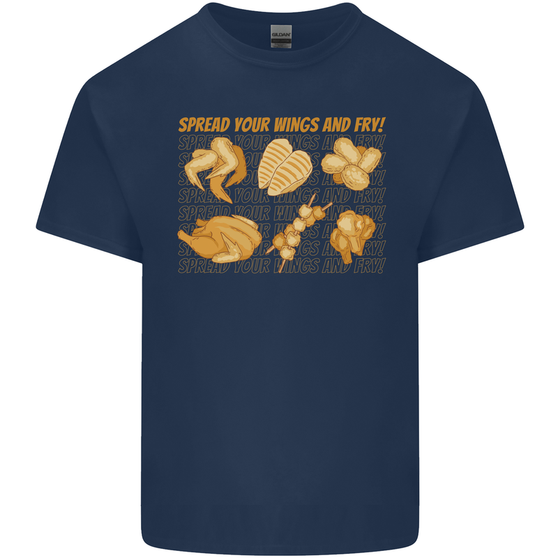 Spread Your Wings & Fry Funny Chicken BBQ Kids T-Shirt Childrens Navy Blue