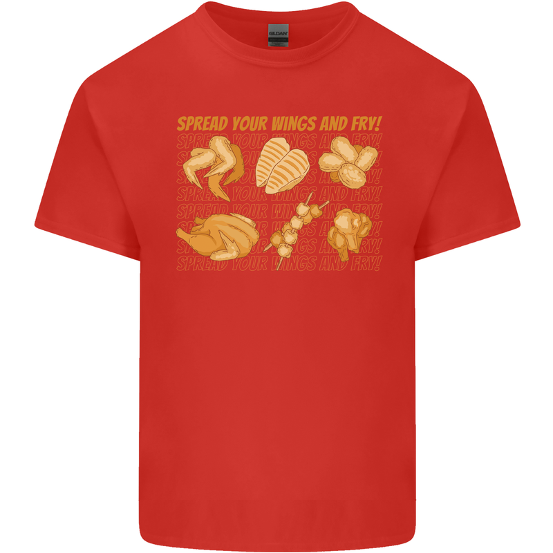 Spread Your Wings & Fry Funny Chicken BBQ Kids T-Shirt Childrens Red