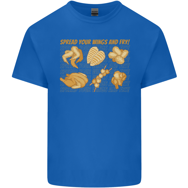Spread Your Wings & Fry Funny Chicken BBQ Kids T-Shirt Childrens Royal Blue