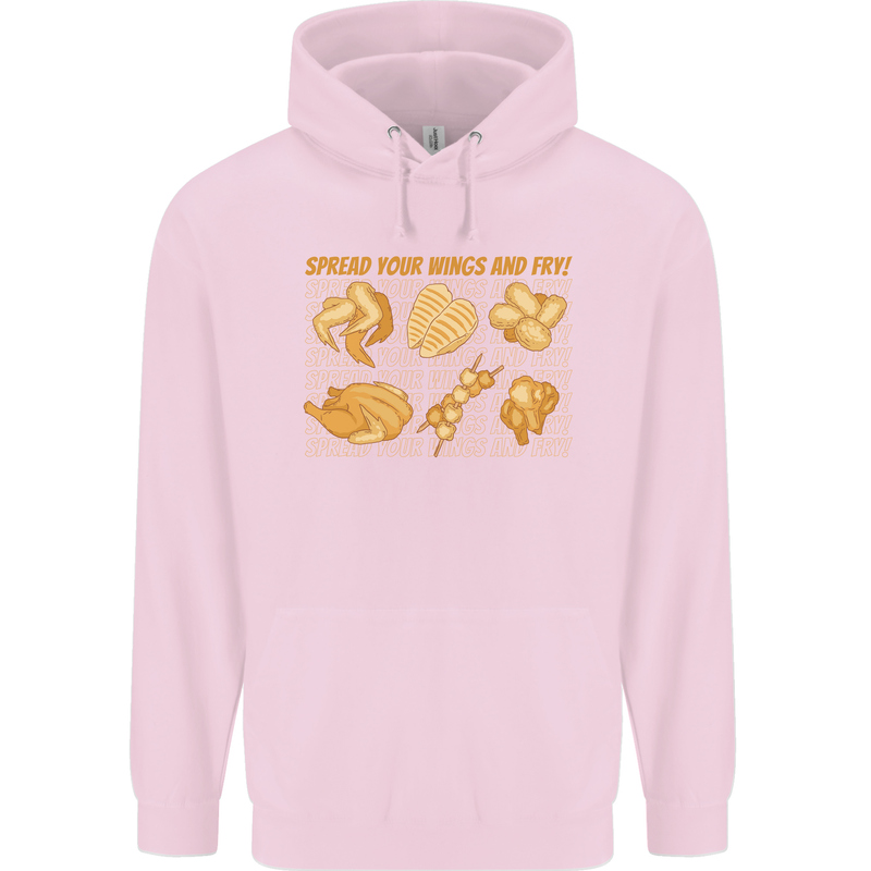 Spread Your Wings & Fry Funny Chicken BBQ Mens 80% Cotton Hoodie Light Pink