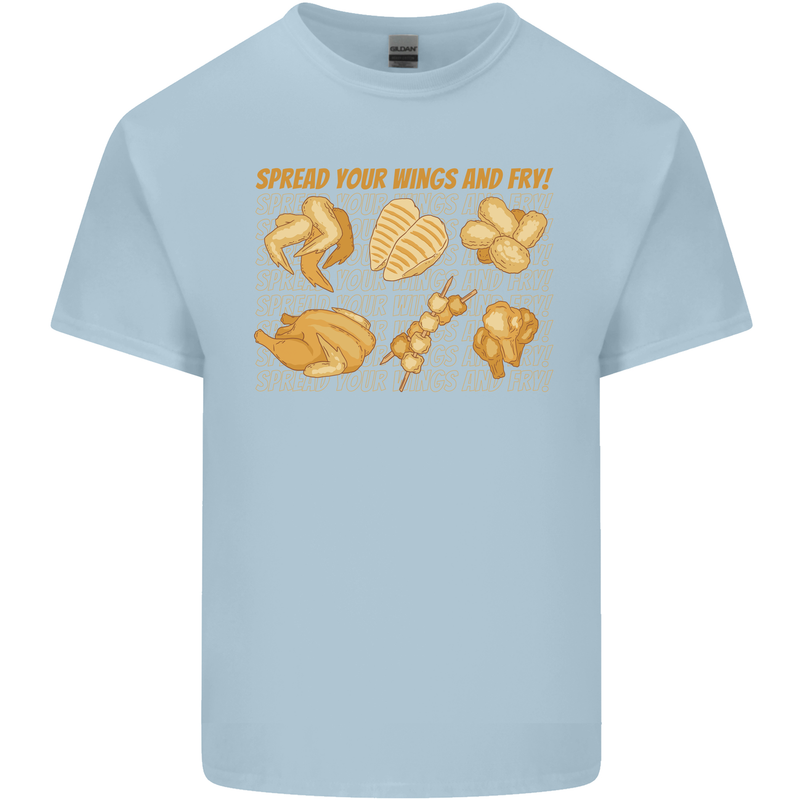 Spread Your Wings & Fry Funny Chicken BBQ Mens Cotton T-Shirt Tee Top Light Blue