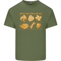 Spread Your Wings & Fry Funny Chicken BBQ Mens Cotton T-Shirt Tee Top Military Green