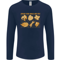 Spread Your Wings & Fry Funny Chicken BBQ Mens Long Sleeve T-Shirt Navy Blue